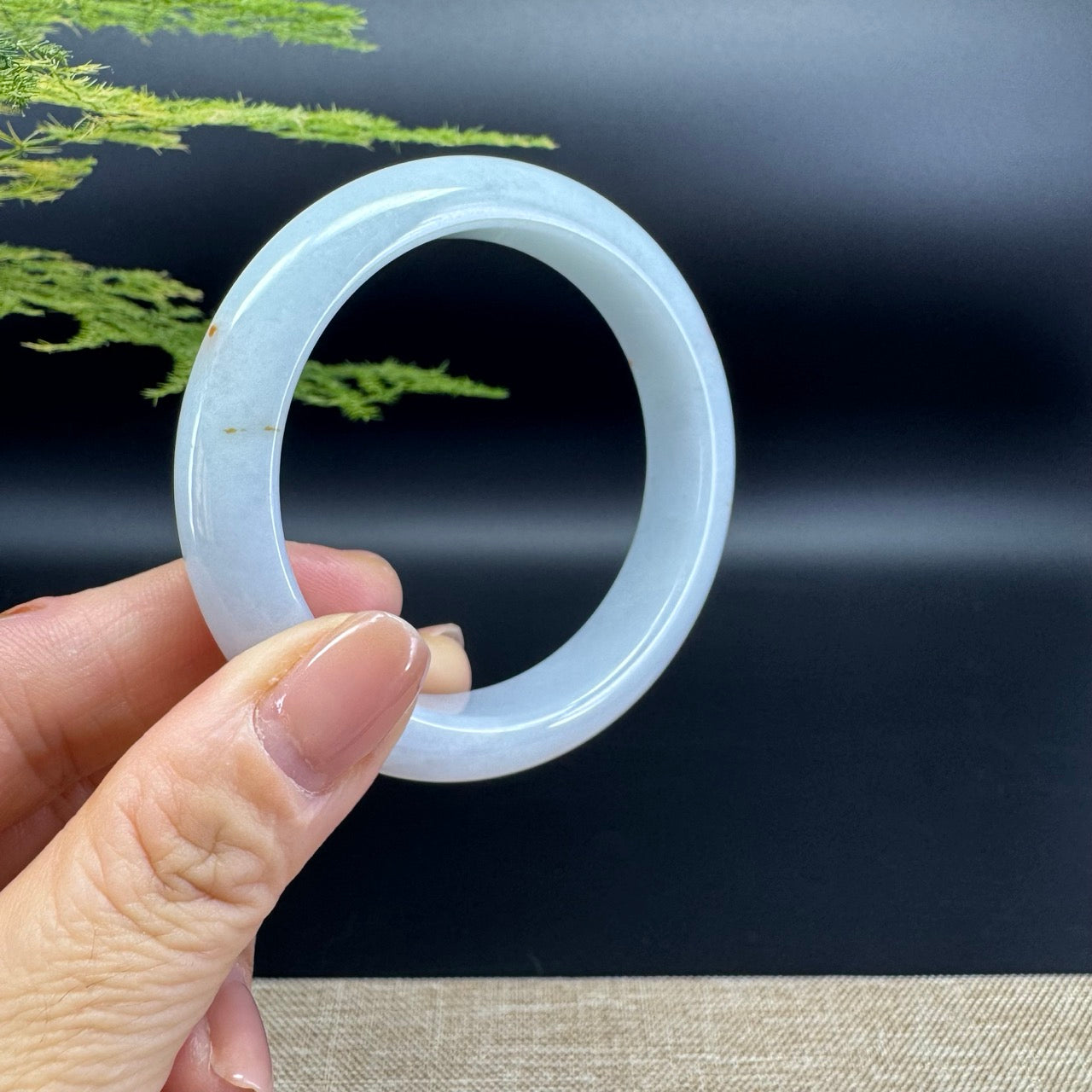Genuine Burmese White Jade Jadeite Bangle Bracelet ( 54.3mm )