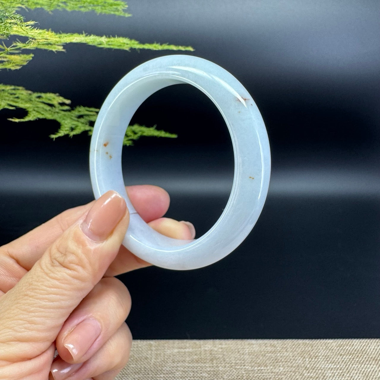 Genuine Burmese White Jade Jadeite Bangle Bracelet ( 54.3mm )