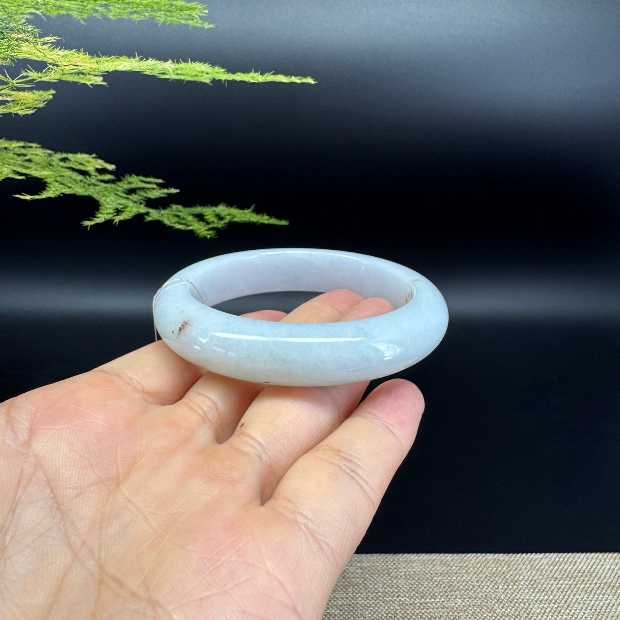 Genuine Burmese White Jade Jadeite Bangle Bracelet ( 54.3mm )