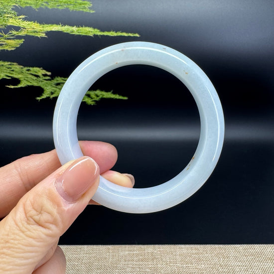 Genuine Burmese White Jade Jadeite Bangle Bracelet ( 54.3mm )