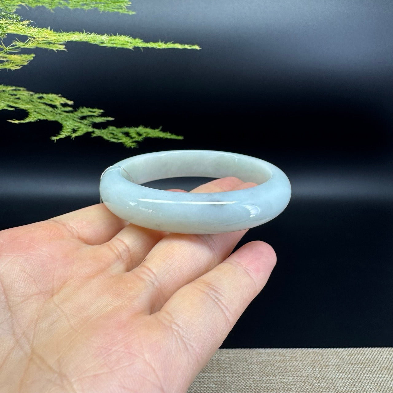 Genuine Burmese Yellow Green Jade Jadeite Bangle Bracelet ( 54.2mm )