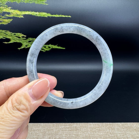 Genuine Burmese Black Green Jade Jadeite Bangle Bracelet ( 54.5mm )