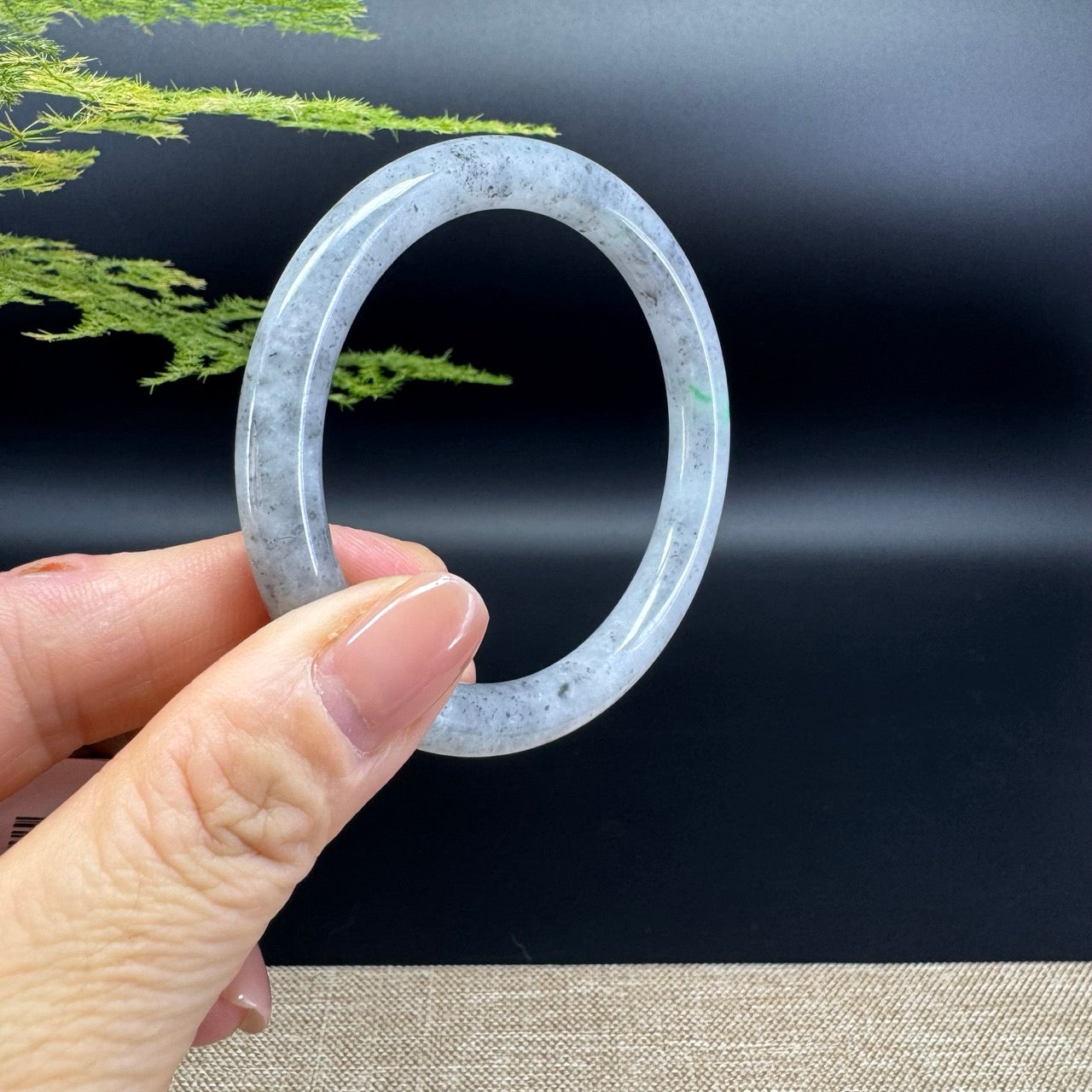 Genuine Burmese Black Green Jade Jadeite Bangle Bracelet ( 54.5mm )