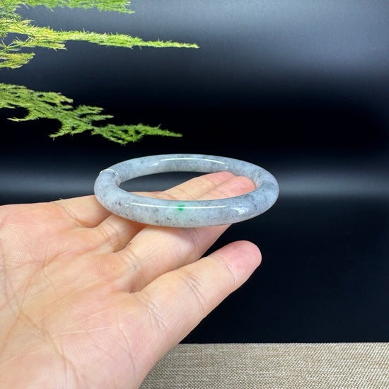 Genuine Burmese Black Green Jade Jadeite Bangle Bracelet ( 54.5mm )