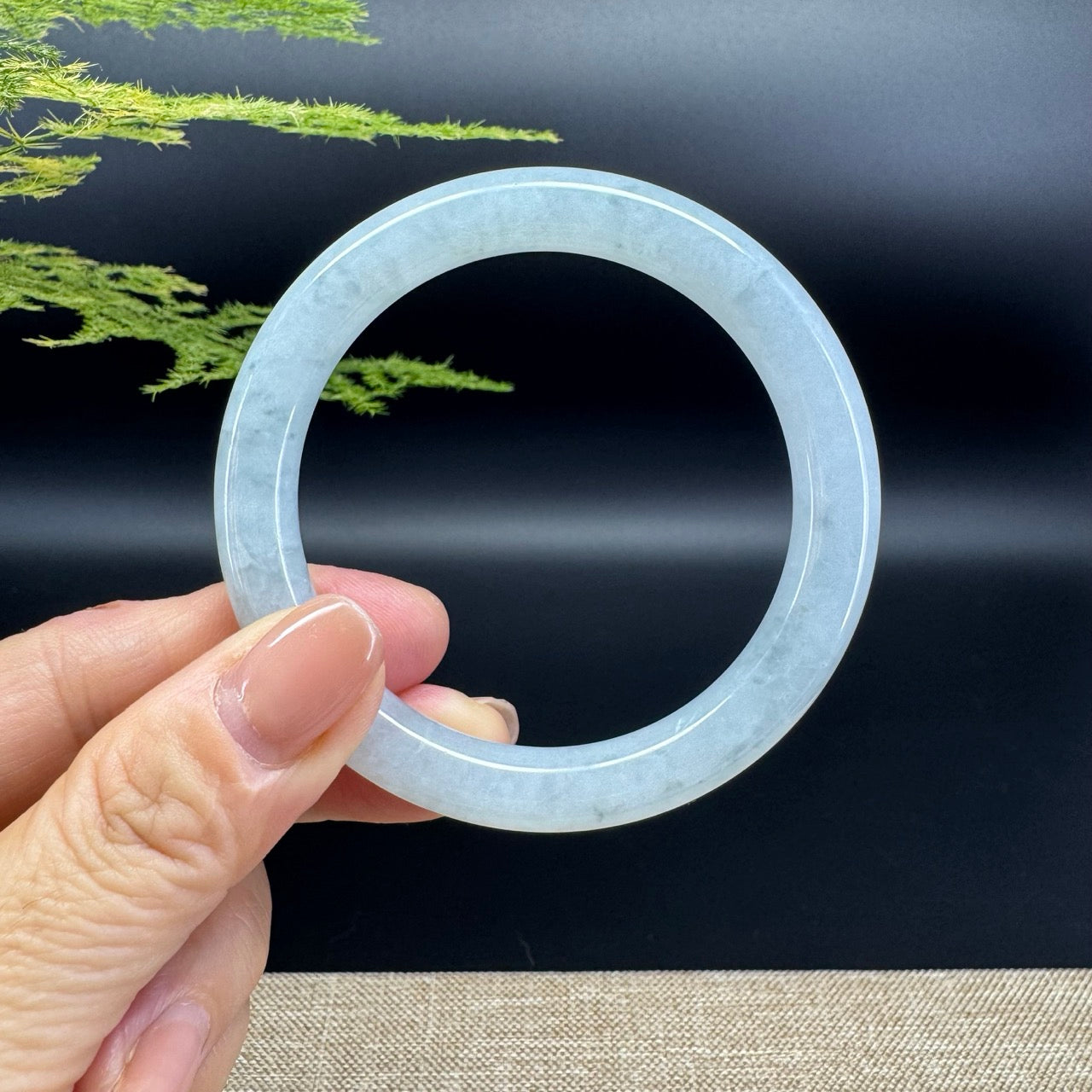 Genuine Burmese Icy Green Jade Jadeite Bangle Bracelet ( 54mm )