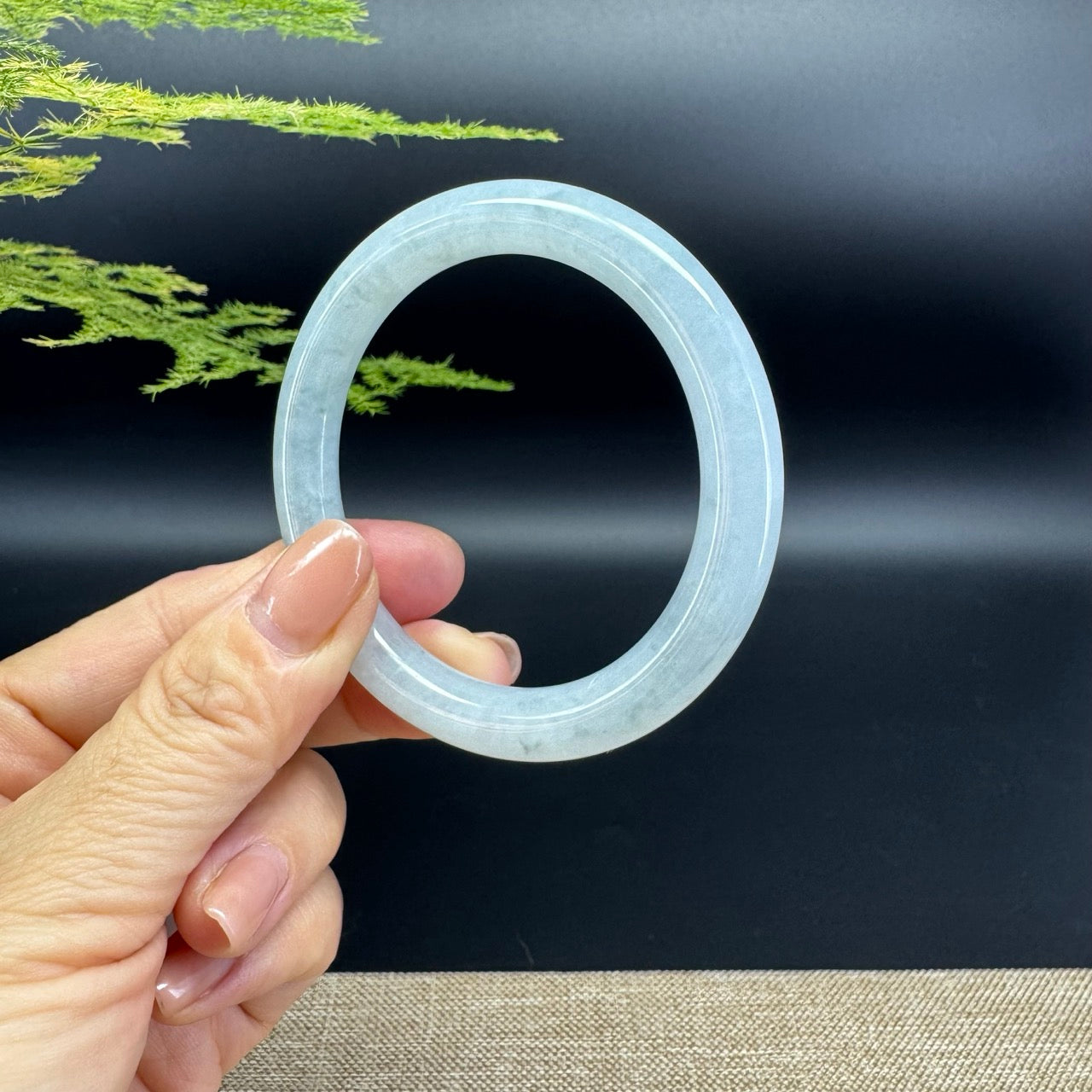 Genuine Burmese Icy Green Jade Jadeite Bangle Bracelet ( 54mm )