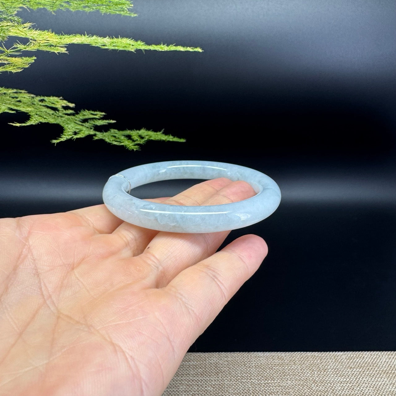 Genuine Burmese Icy Green Jade Jadeite Bangle Bracelet ( 54mm )