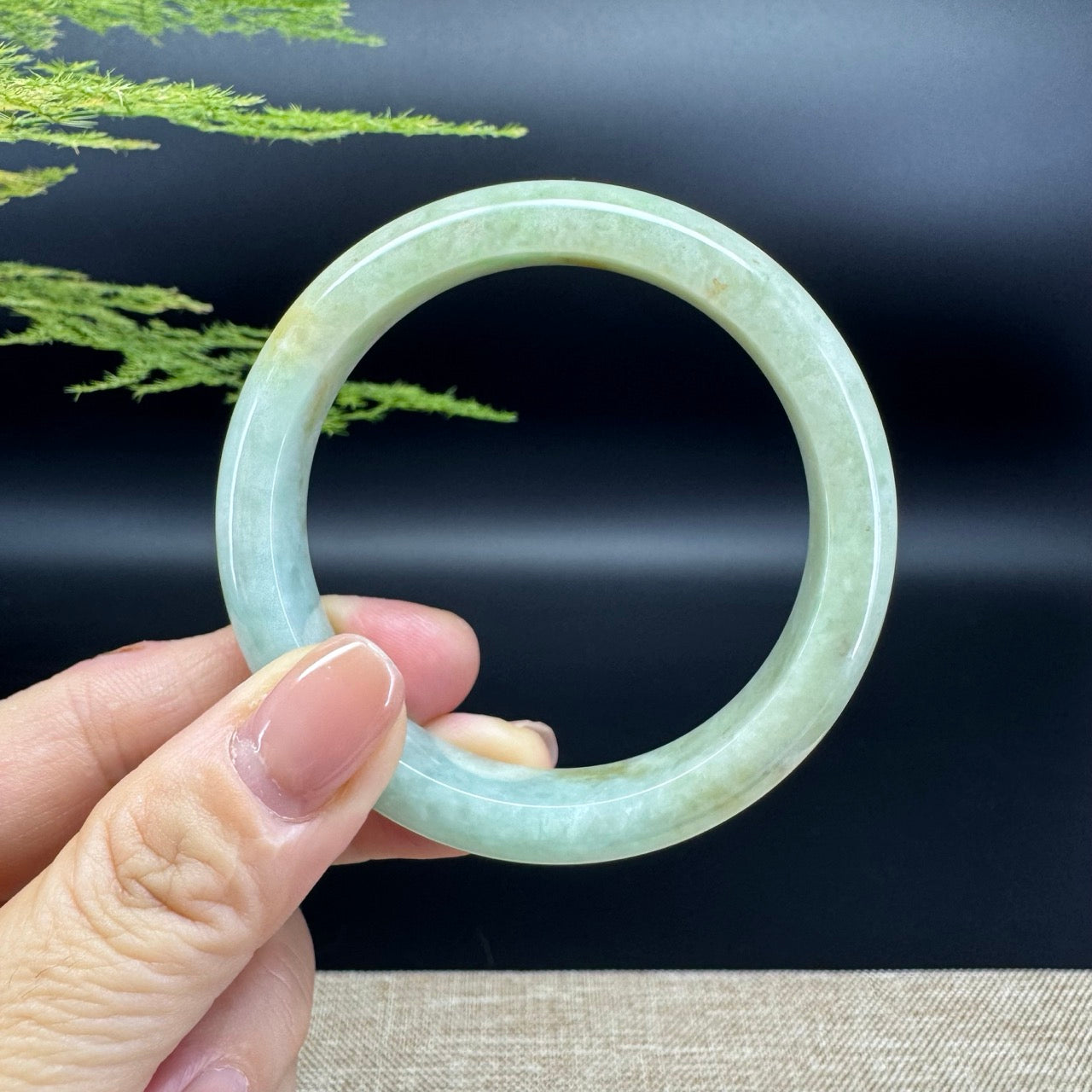 Genuine Burmese Yellow Green Jade Jadeite Bangle Bracelet ( 54.5mm )