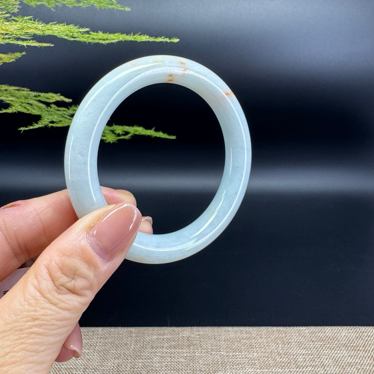 Genuine Burmese Icy Green Jade Jadeite Bangle Bracelet ( 54.3mm )