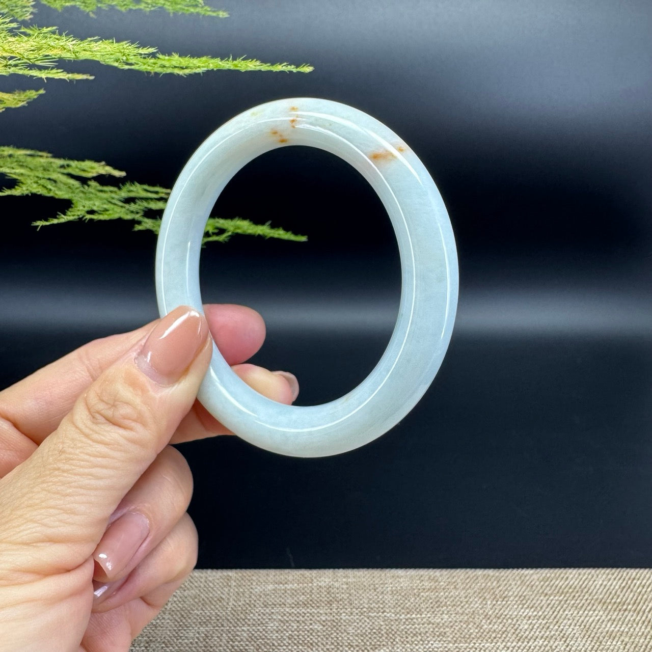 Genuine Burmese Icy Green Jade Jadeite Bangle Bracelet ( 54.3mm )