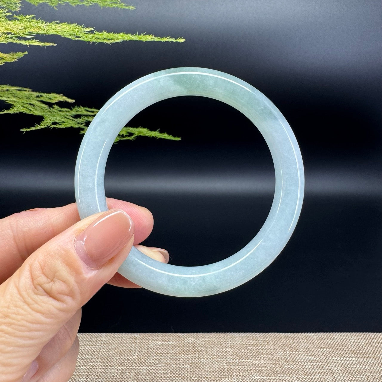 Genuine Burmese Icy Green Jade Jadeite Bangle Bracelet ( 54.1mm )