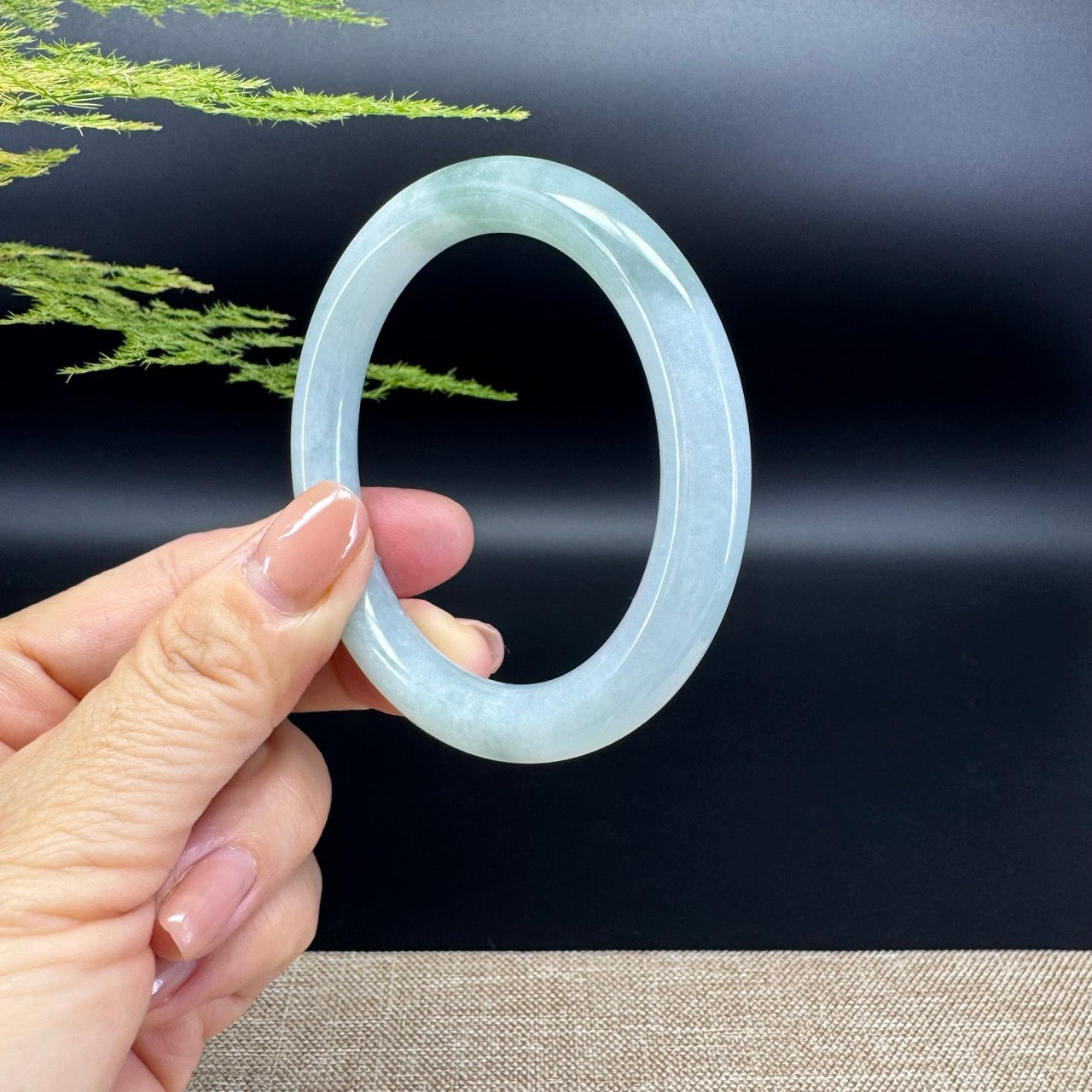 Genuine Burmese Icy Green Jade Jadeite Bangle Bracelet ( 54.1mm )