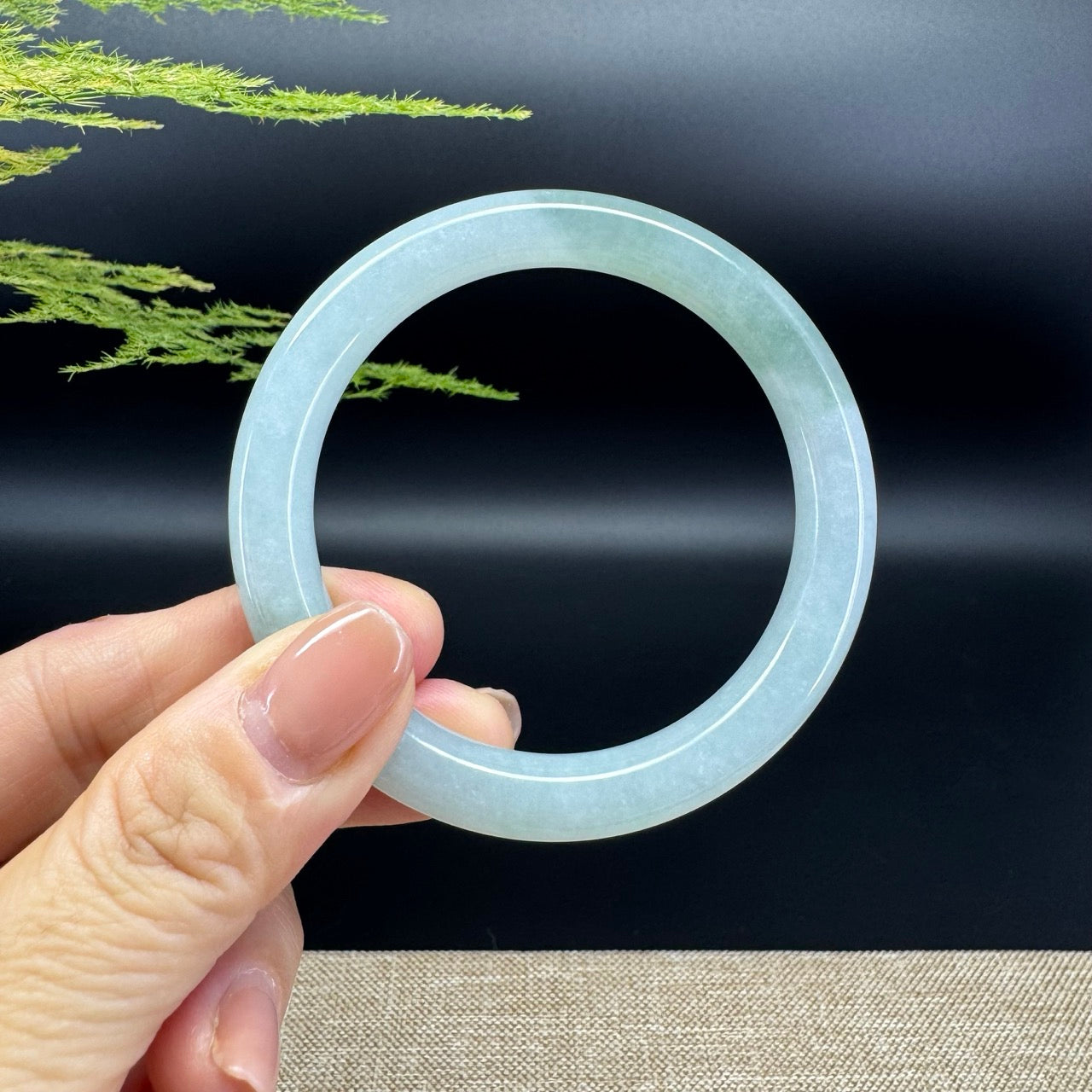 Genuine Burmese Icy Green Jade Jadeite Bangle Bracelet ( 54.1mm )
