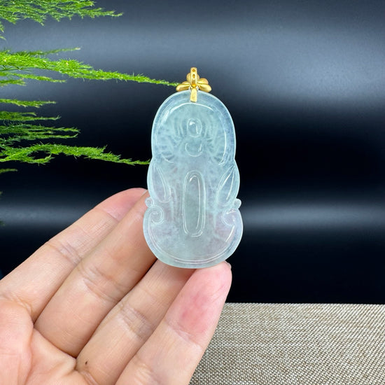 RealJadeCo. 18K Yellow Gold & Genuine Ice Jadeite Thousand-Hand Guanyin Pendant Necklace