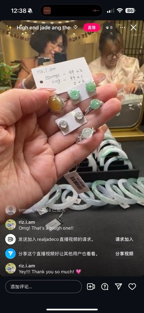 "Live" Silver Jadeite Jade Earring X2(11/22/25)