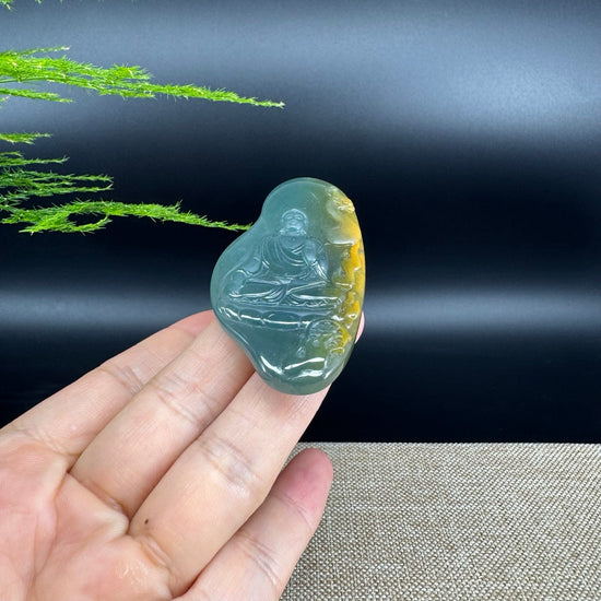 RealJade® Co. High Natural Guatemalan Blue Jadeite Jade GuanYin Pendant