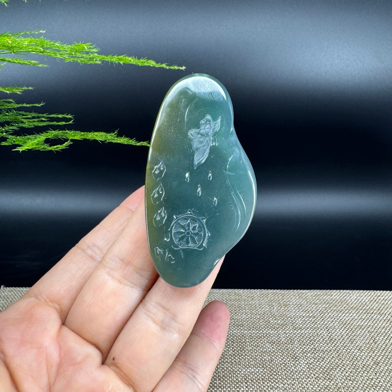 RealJade® Co. High Natural Guatemalan Blue Jadeite Jade GuanYin Pendant