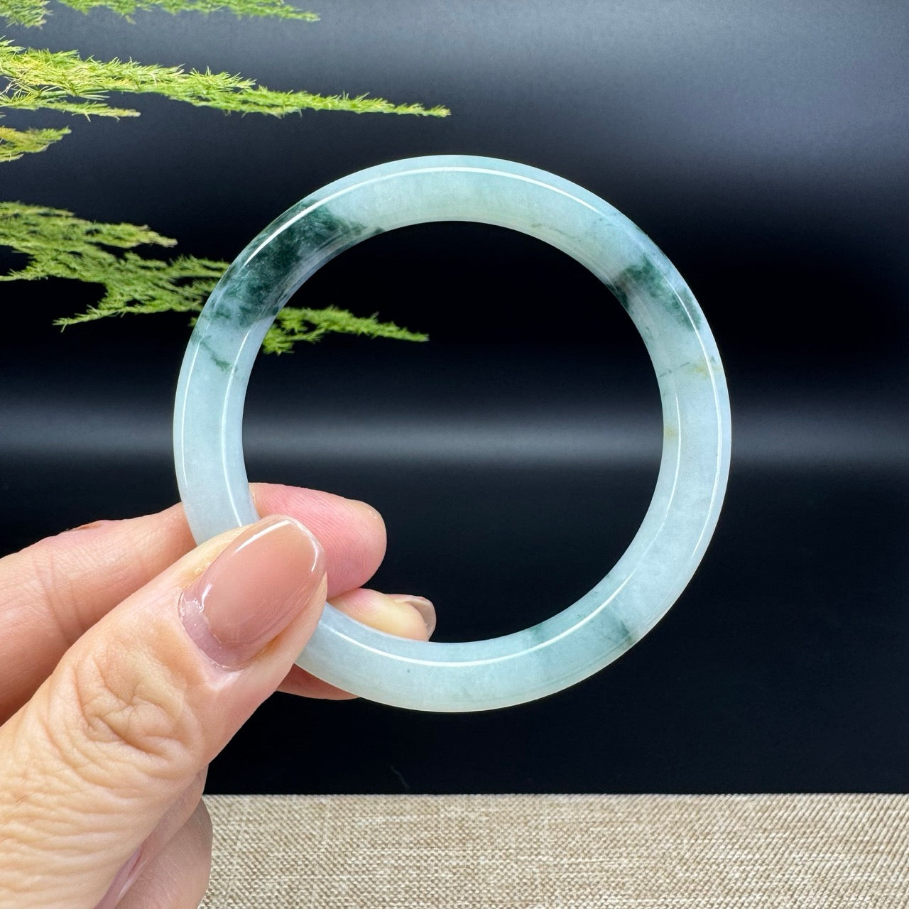 Genuine Burmese Green Jade Jadeite Bangle Bracelet ( 54.1mm )
