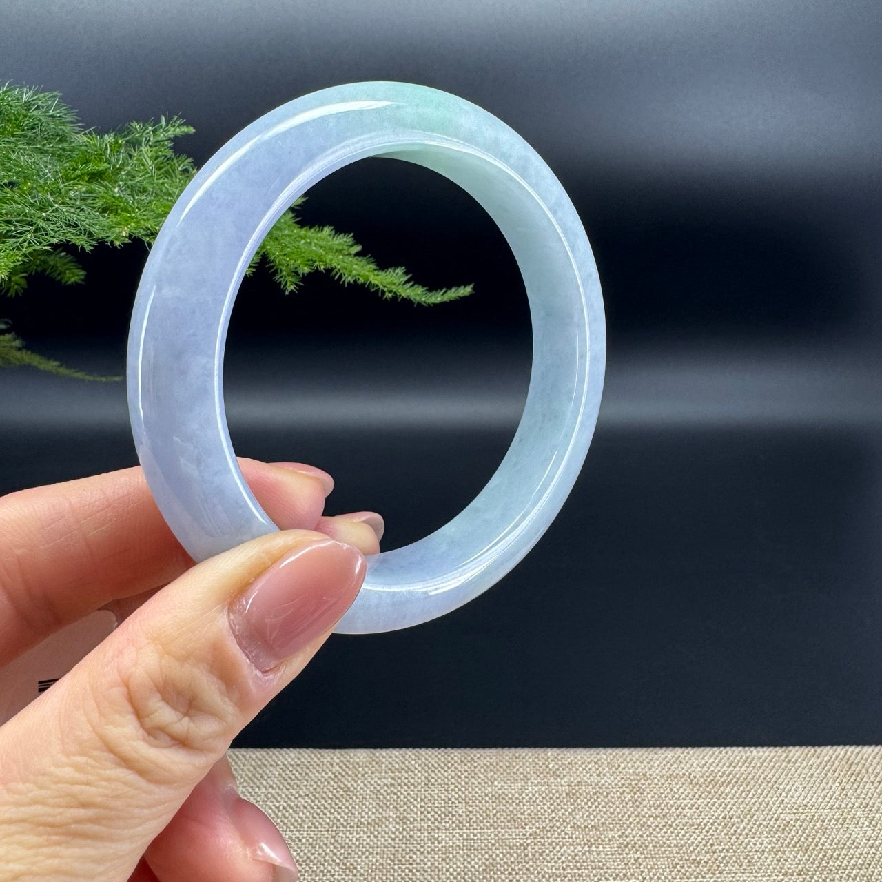 High end Genuine Burmese Lavender Green  Jade Jadeite Bangle Bracelet ( 60.1mm )