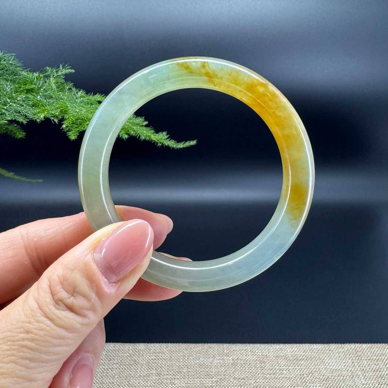 Genuine Burmese Yellow Jade Jadeite Bangle Bracelet (51.9mm)