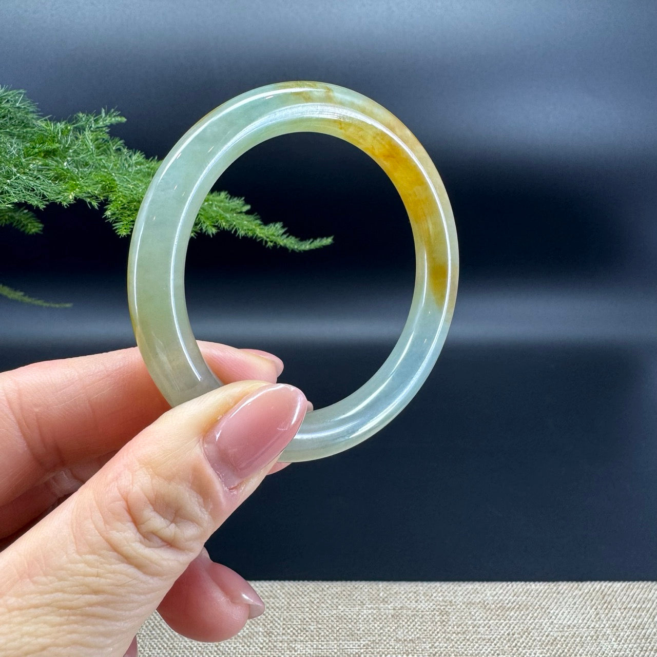 Genuine Burmese Yellow Jade Jadeite Bangle Bracelet (51.9mm)