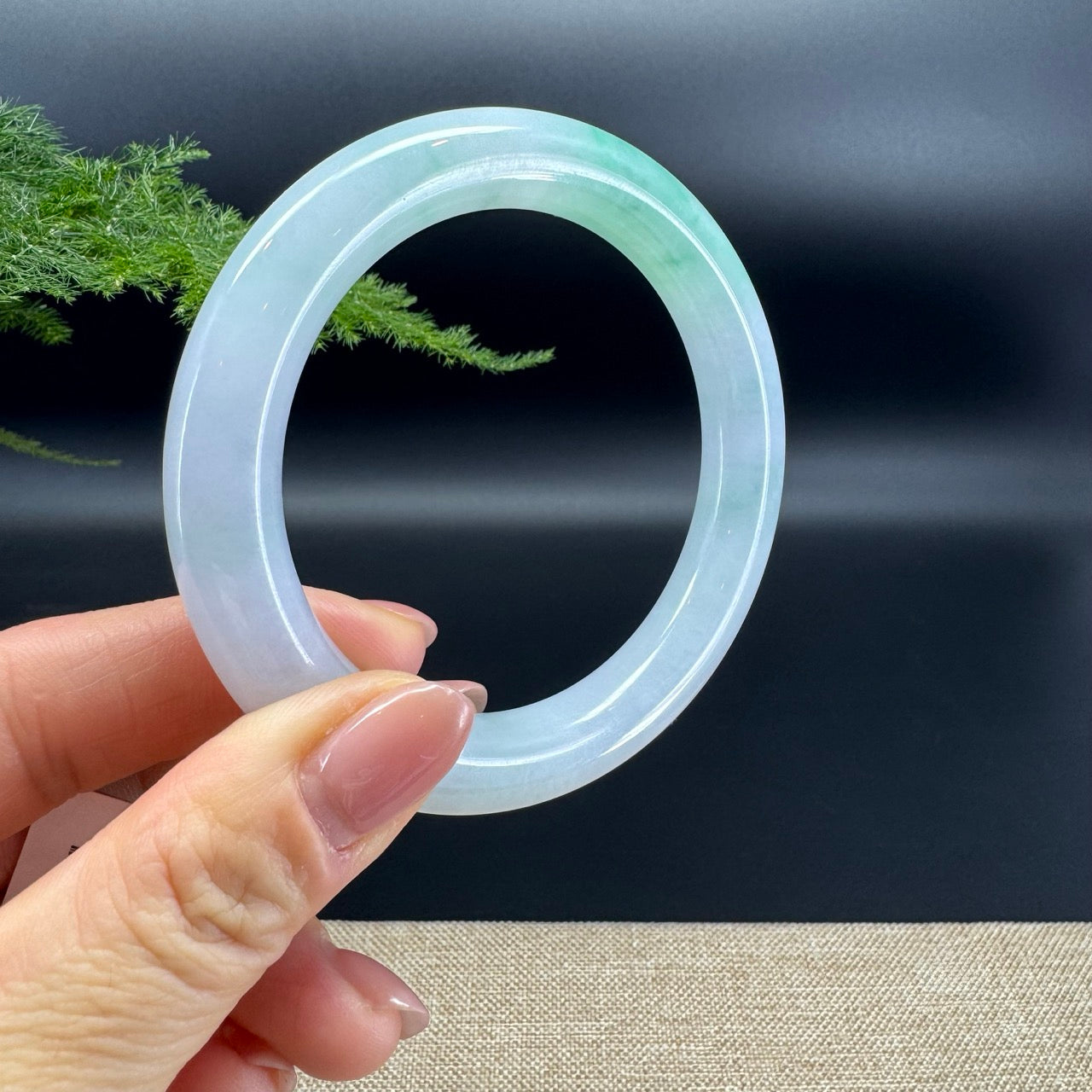 Genuine Burmese Icy Green Jade Jadeite Bangle Bracelet ( 59.2mm )