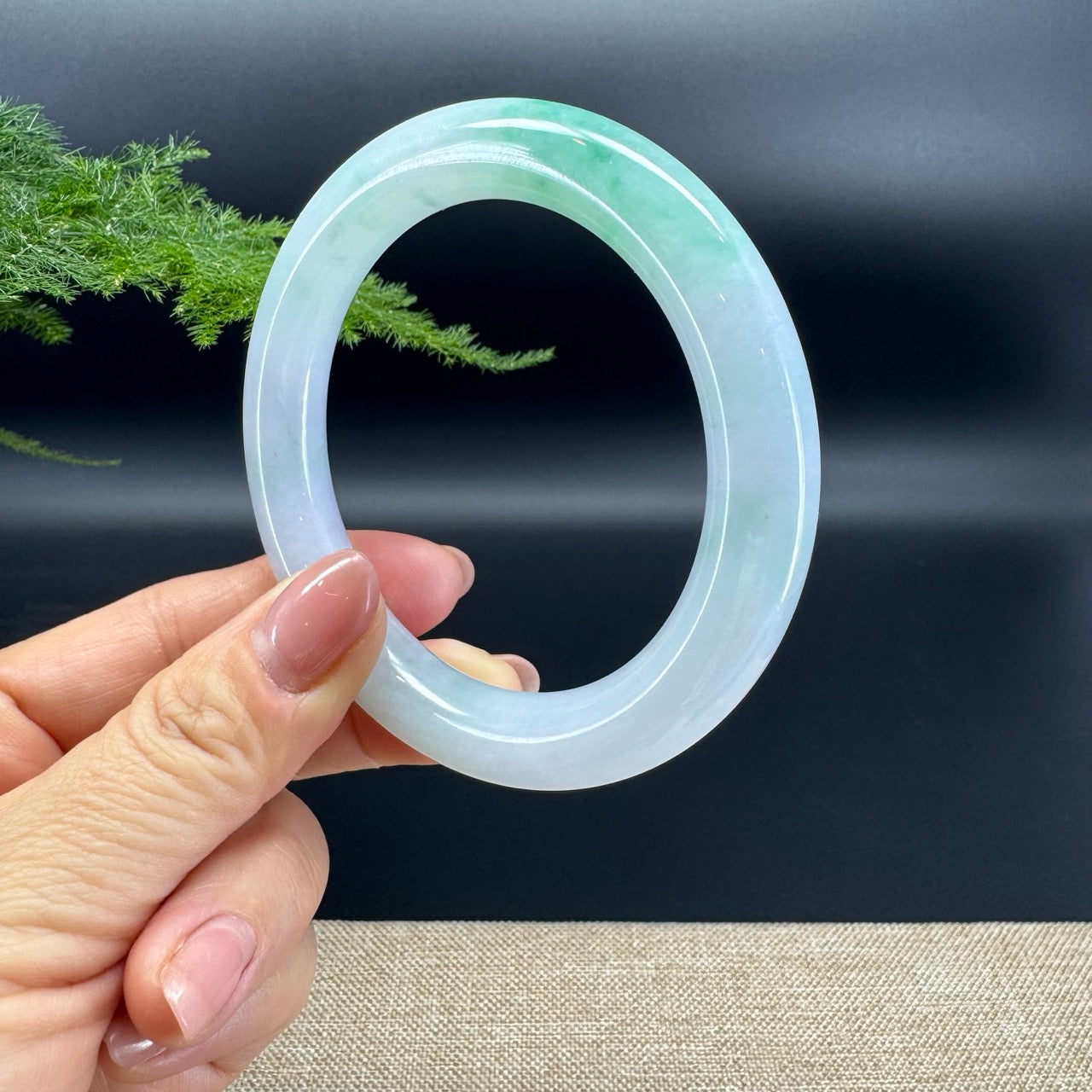 Genuine Burmese Icy Green Jade Jadeite Bangle Bracelet ( 59.2mm )