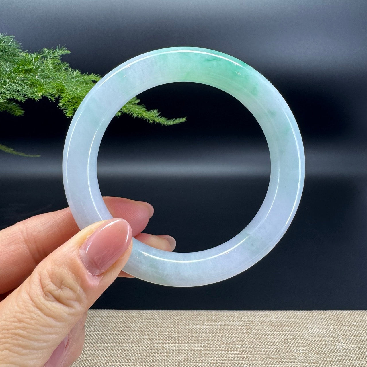 Genuine Burmese Icy Green Jade Jadeite Bangle Bracelet ( 59.2mm )