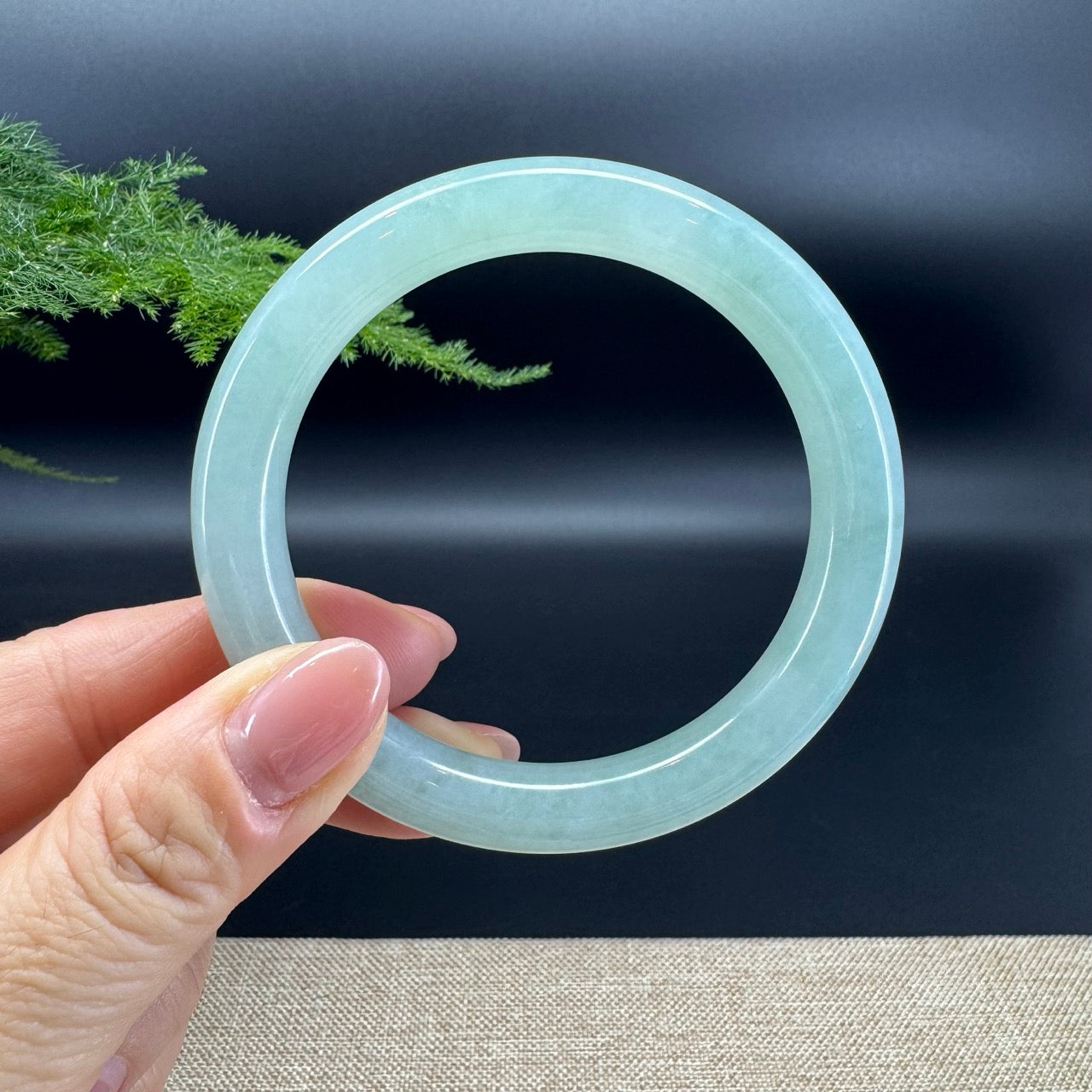 Genuine Burmese Icy Green Jade Jadeite Bangle Bracelet (58.1mm)