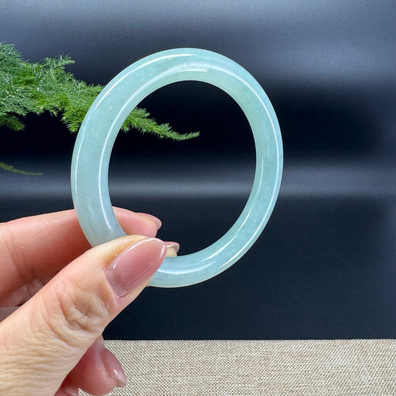 Genuine Burmese Icy Green Jade Jadeite Bangle Bracelet (58.1mm)