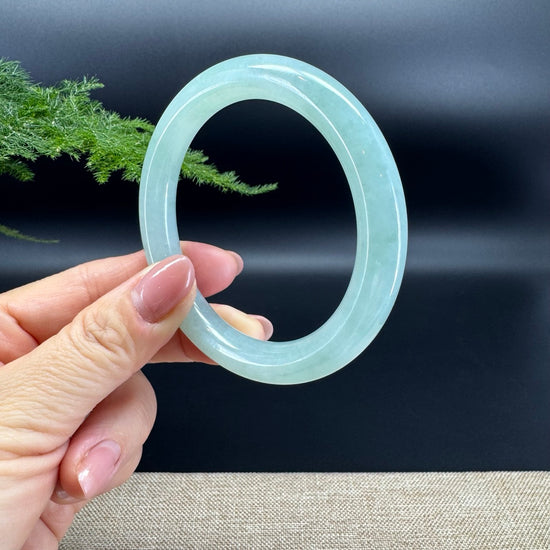 Genuine Burmese Icy Green Jade Jadeite Bangle Bracelet (58.1mm)
