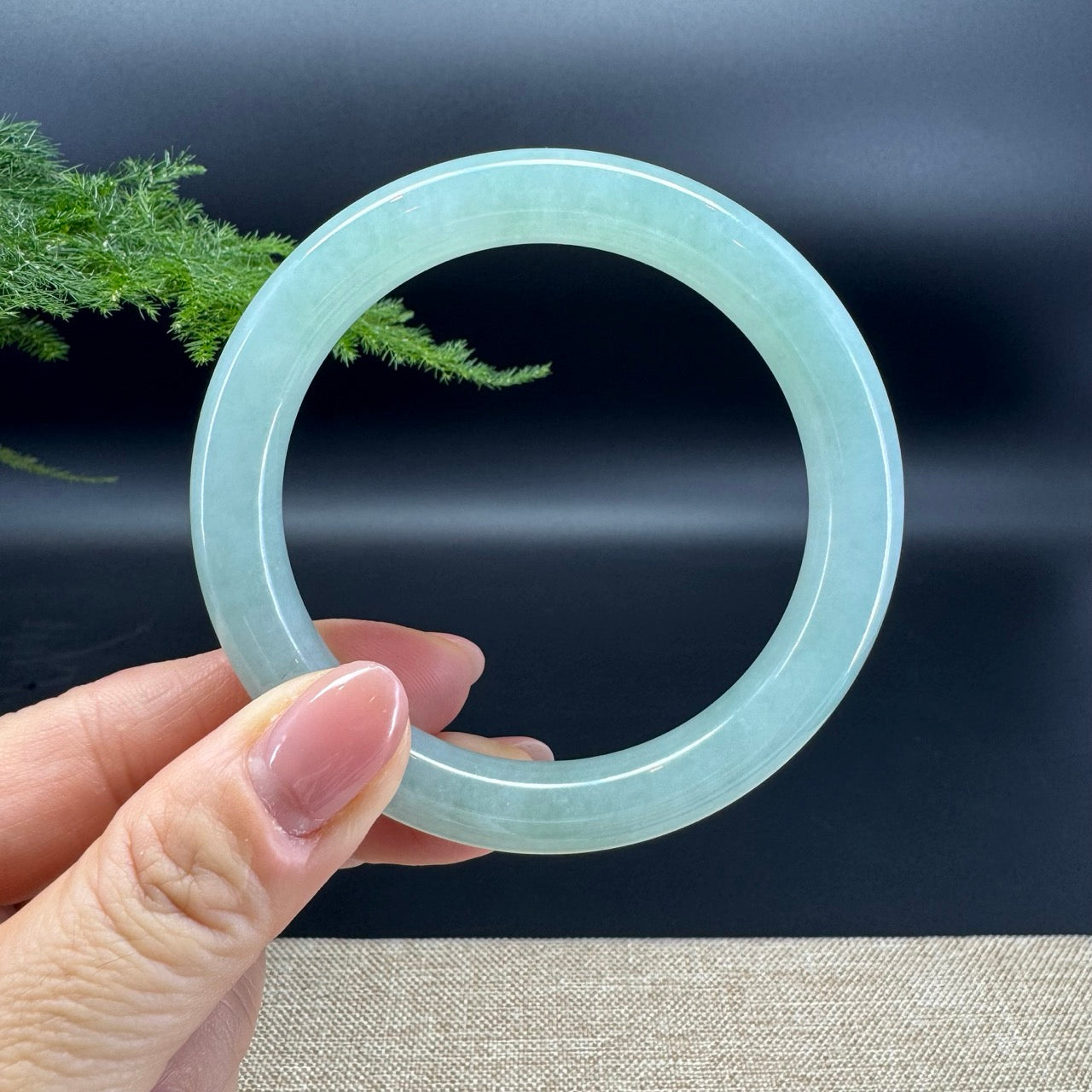 Genuine Burmese Icy Green Jade Jadeite Bangle Bracelet (58.1mm)