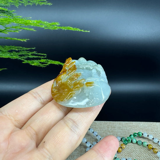 RealJade® Co.  Genuine Burmese Jadeite Jade Yellow Green Guanyin Pendant Necklace