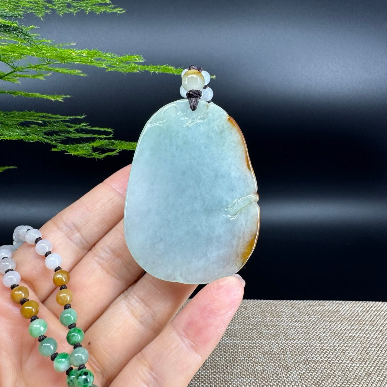 RealJade® Co.  Genuine Burmese Jadeite Jade Yellow Green Guanyin Pendant Necklace