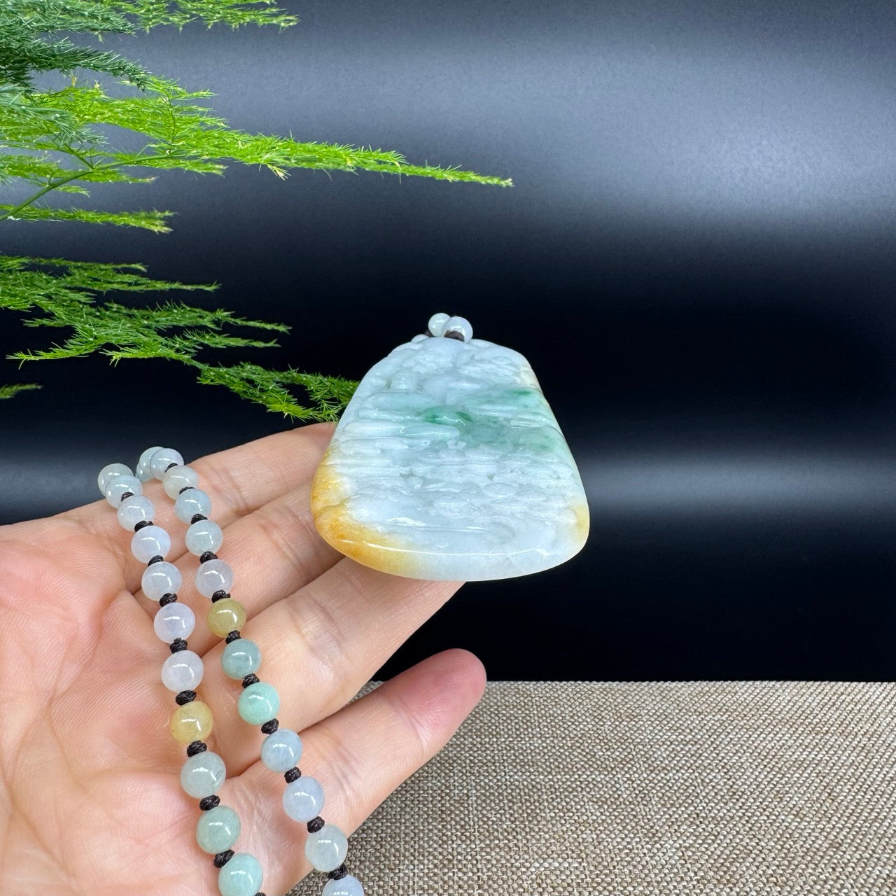 RealJade® Co.  Genuine Burmese Jadeite Jade Yellow Green Guanyin  Pendant Necklace