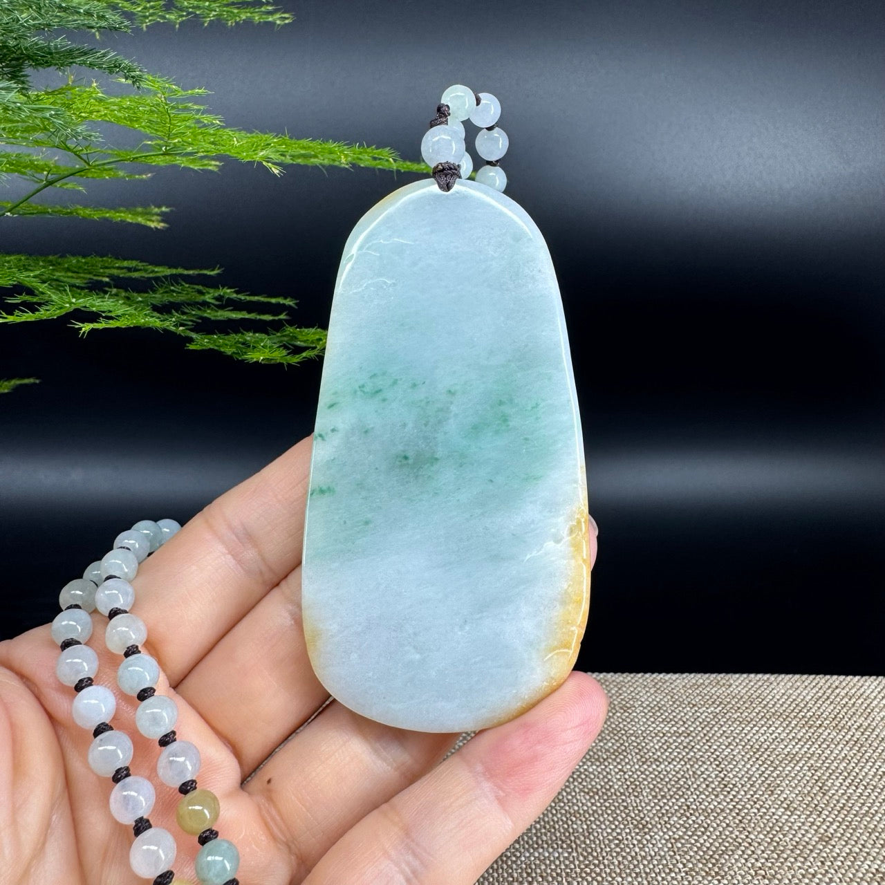 RealJade® Co.  Genuine Burmese Jadeite Jade Yellow Green Guanyin  Pendant Necklace