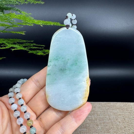 RealJade® Co.  Genuine Burmese Jadeite Jade Yellow Green Guanyin  Pendant Necklace