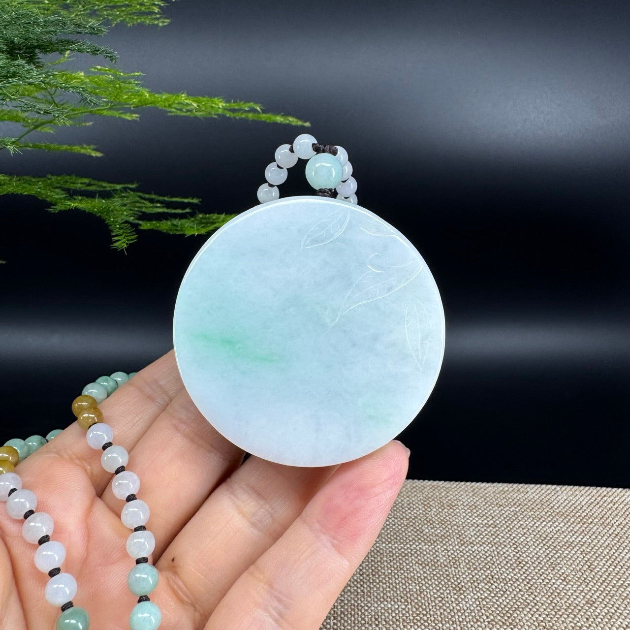 RealJade® Co. Genuine Burmese Jadeite Jade White Green Guanyin Pendant Necklace