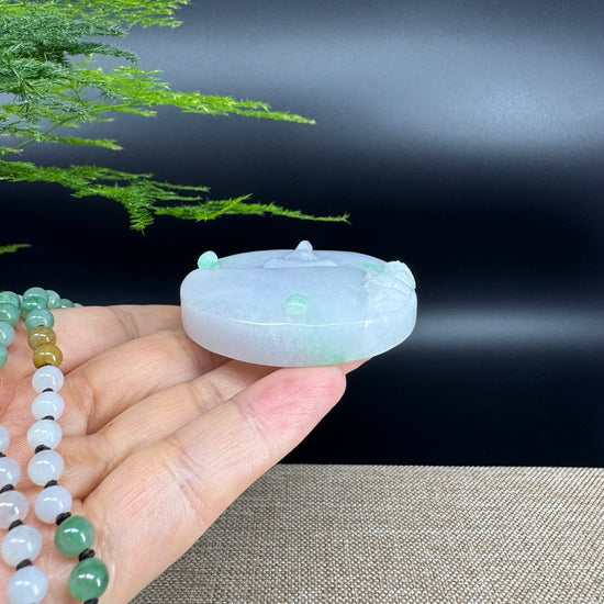 RealJade® Co. Genuine Burmese Jadeite Jade Lavender Green Guanyin Pendant Necklace