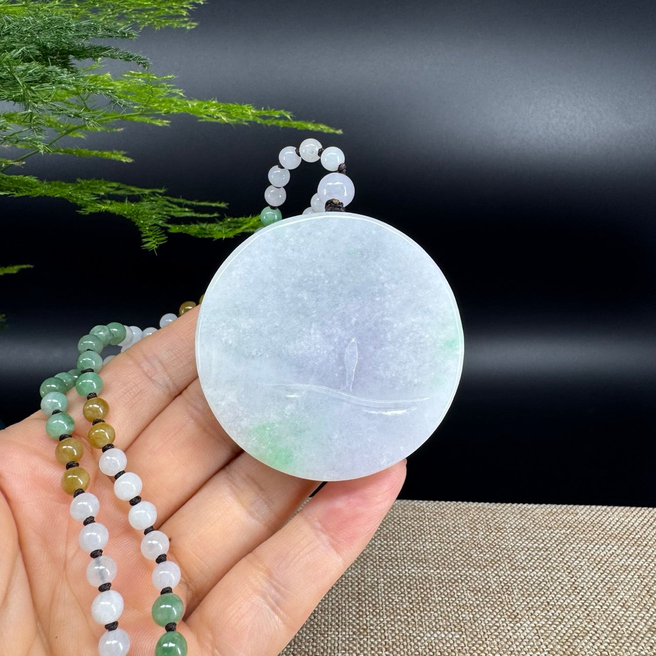 RealJade® Co. Genuine Burmese Jadeite Jade Lavender Green Guanyin Pendant Necklace