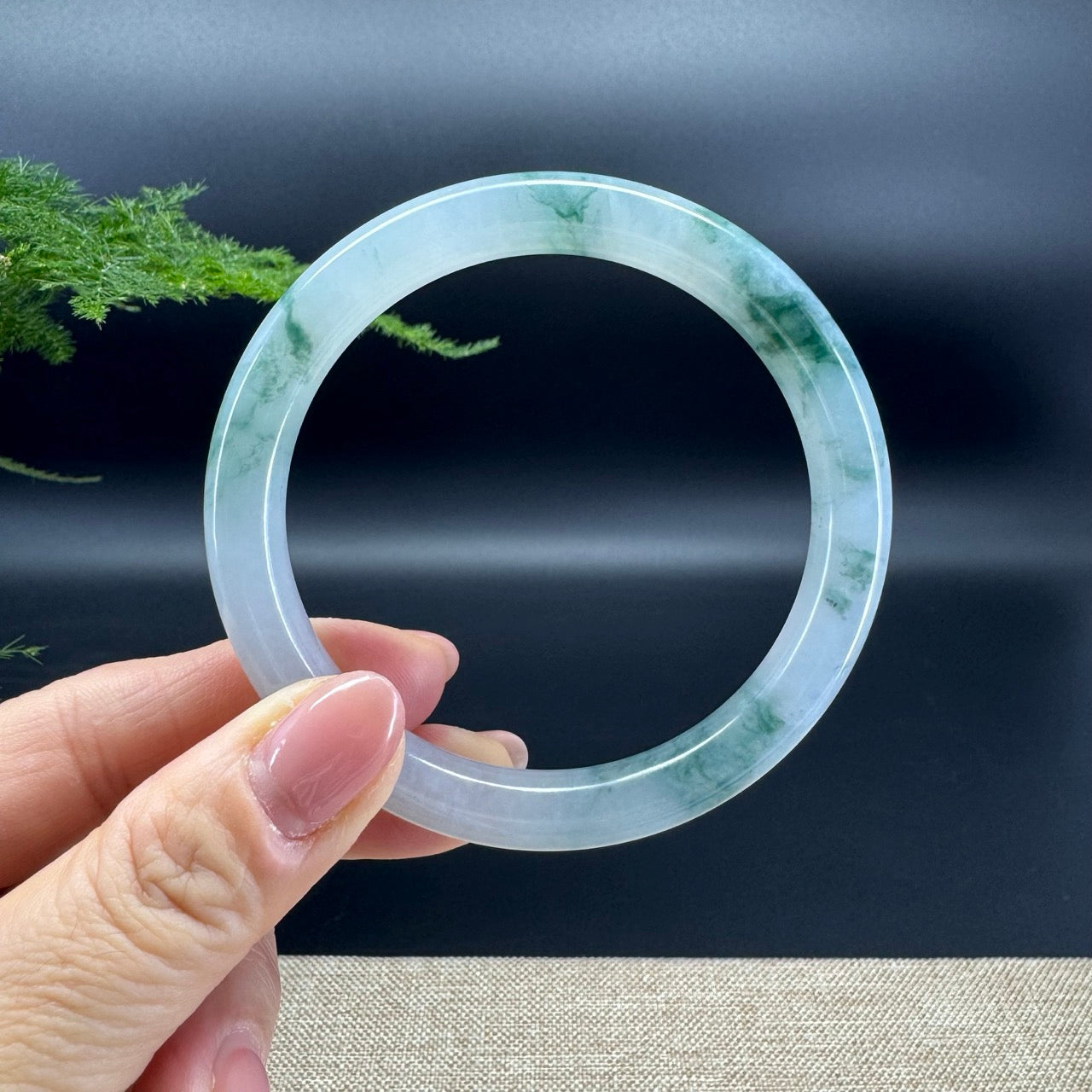 Genuine Burmese Icy Blue Jade Jadeite Bangle Bracelet ( 60.1mm )