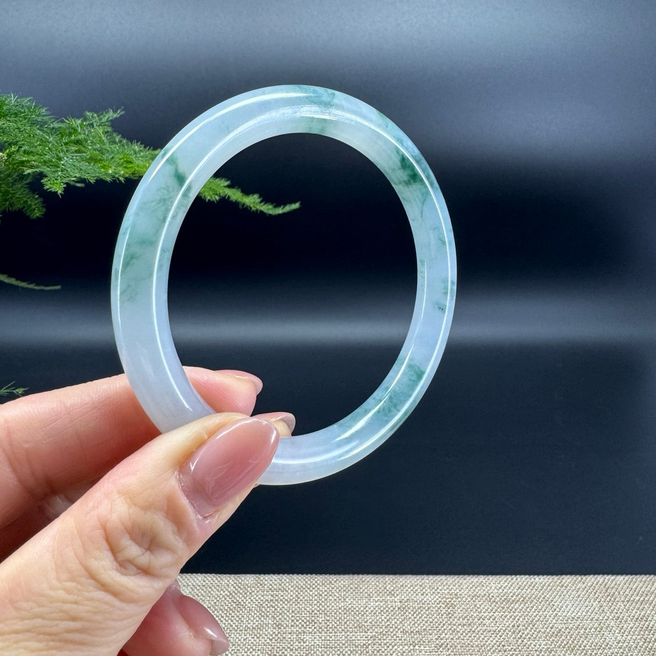 Genuine Burmese Icy Blue Jade Jadeite Bangle Bracelet ( 60.1mm )