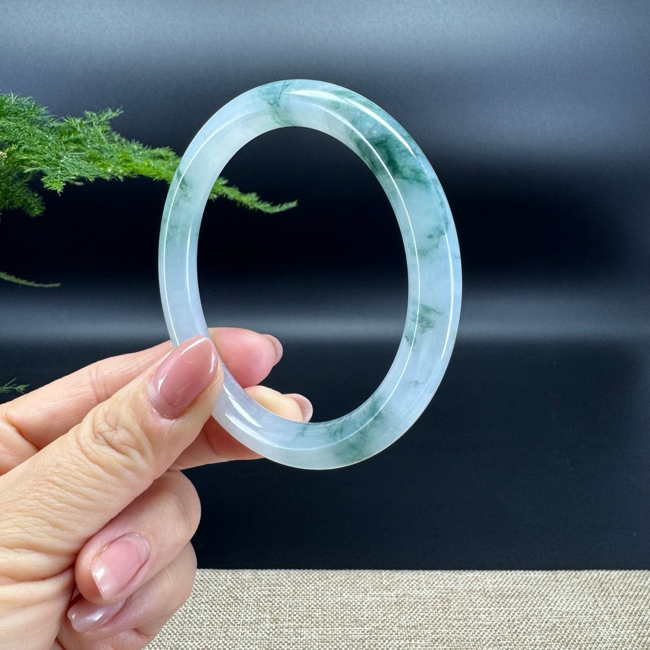 Genuine Burmese Icy Blue Jade Jadeite Bangle Bracelet ( 60.1mm )