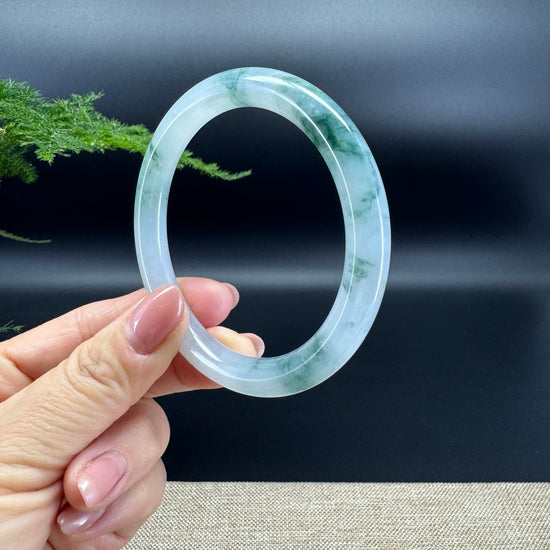 Genuine Burmese Icy Blue Jade Jadeite Bangle Bracelet ( 60.1mm )