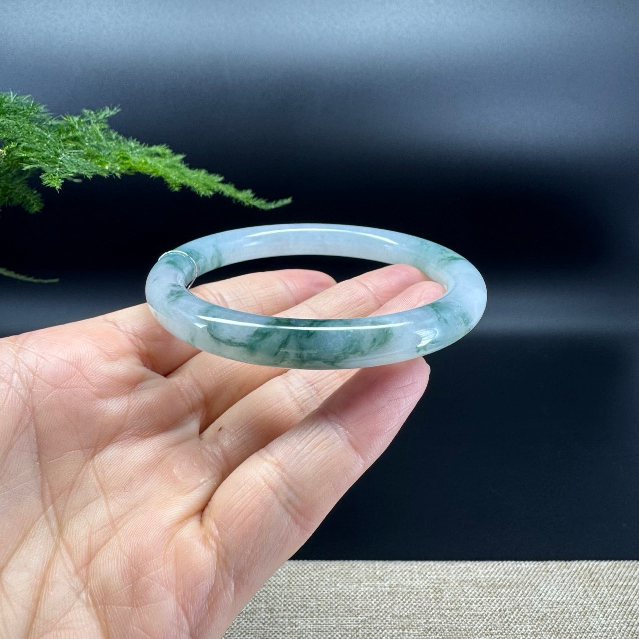 Genuine Burmese Icy Blue Jade Jadeite Bangle Bracelet ( 60.1mm )