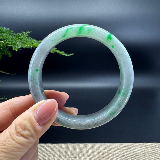 Genuine Burmese Icy Black Green Jade Jadeite Bangle Bracelet (61mm)