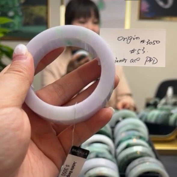 "Live" Natural Lavender Green Jadeite Jade Bangle (04/26/26)