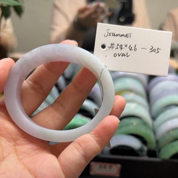 "Live" Natural Lavender Jadeite Jade Oval Bangle (05/01/26)