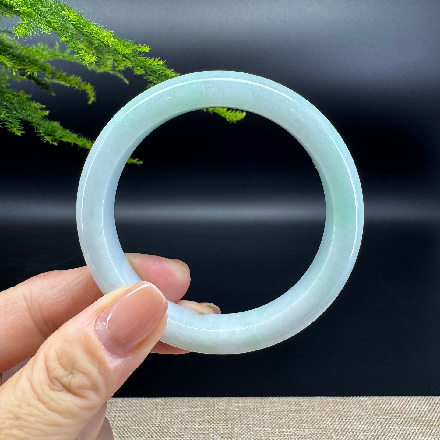Genuine Burmese Icy Green Jade Jadeite Bangle Bracelet ( 55.6mm )