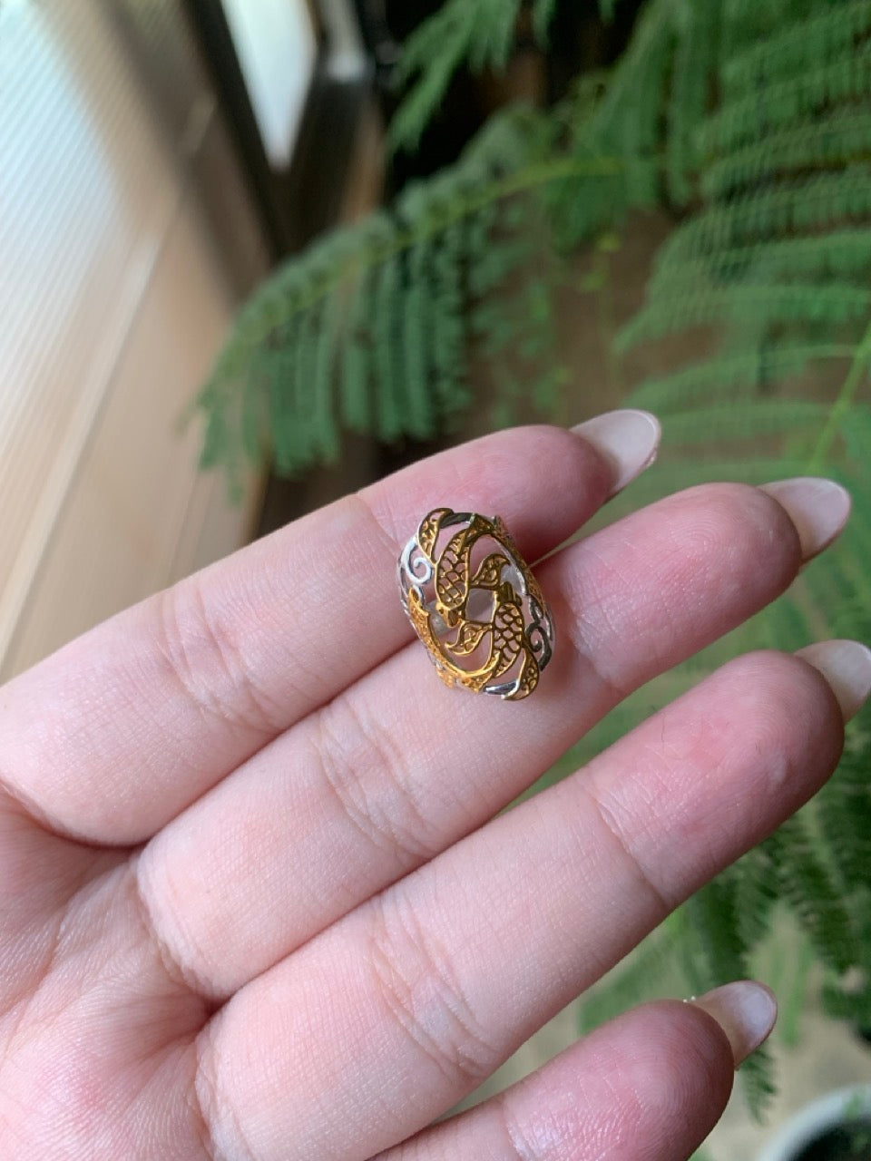 "Live" 18k Yellow Mixed With White Gold Custom Bangle Accent